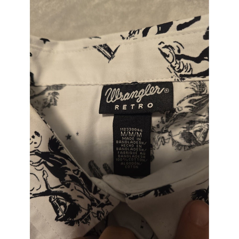 Wrangler Retro Western Pearl Snap Cowgirl Shirt Womens Med White Black 112330046 - Picture 8 of 12